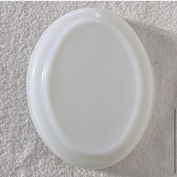 Vintage Dynaware Pyr-O-Rey Brown Daisy Shallow Oval Milk Glass Casserole Dish - Picture 6 of 10